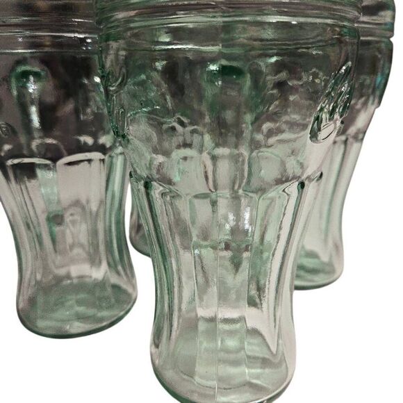 Green Tinted Coca-Cola 16 oz. Glass Mugs With Handles 6-1/2" Tall Lot Of 4 - Picture 2 of 10